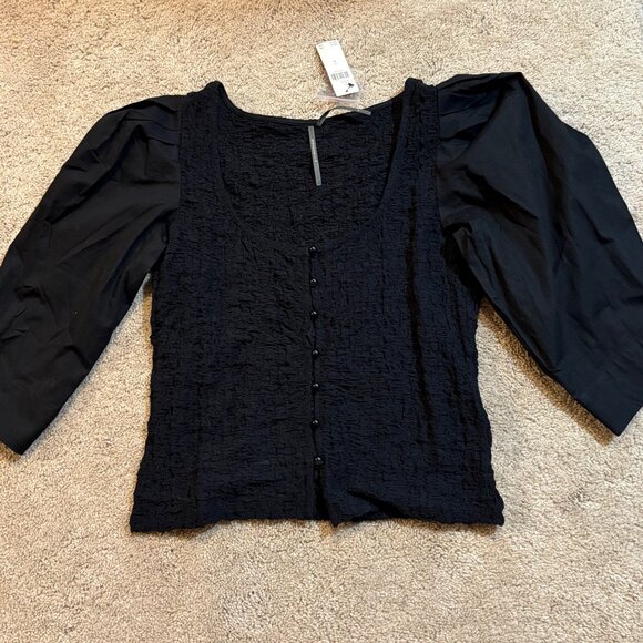 By Anthropologie Smocked Cardigan Top NWT - Picture 6 of 7